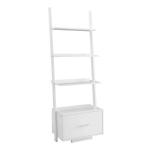 Heritage White Ladder Bookshelf with Drawer