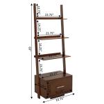 Heritage Walnut Ladder Bookshelf with Drawer