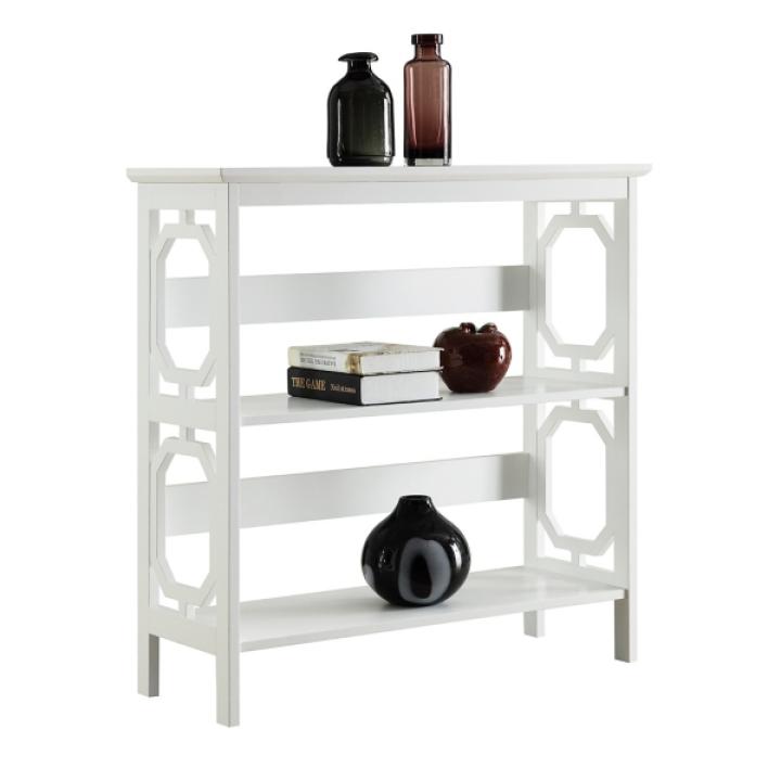 White Geometric 3-Tier Bookcase
