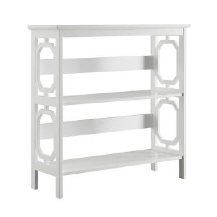 White Geometric 3-Tier Bookcase