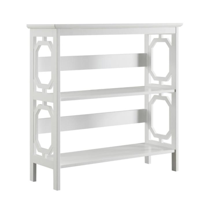 White Geometric 3-Tier Bookcase