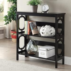 Black Geometric 3-Tier Bookcase