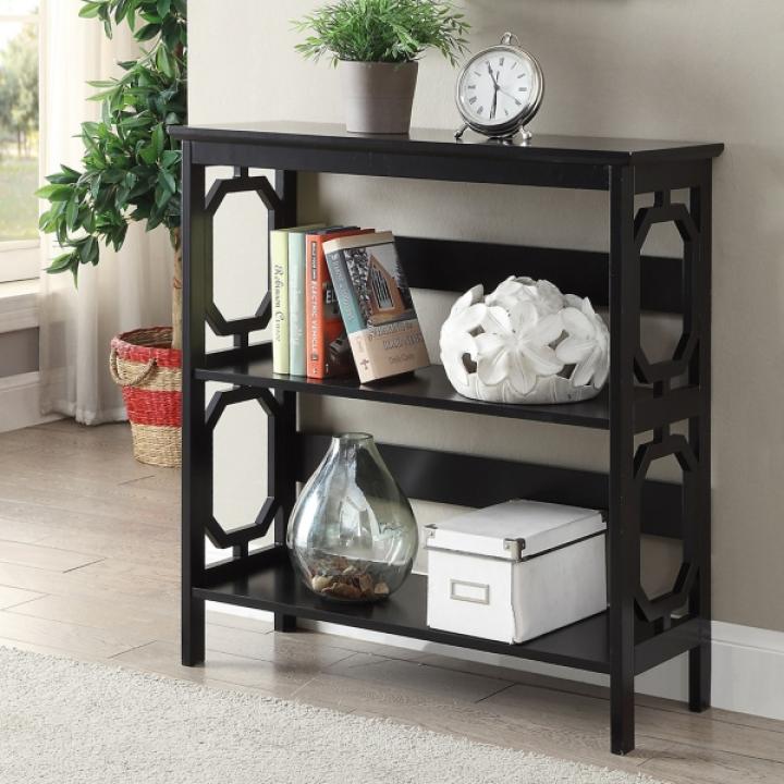Black Geometric 3-Tier Bookcase