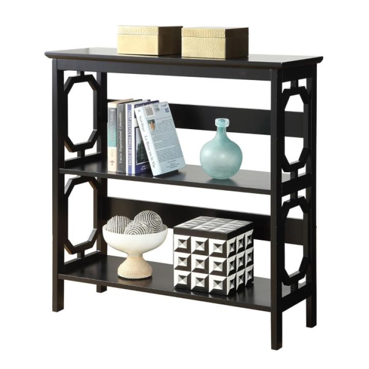 Black Geometric 3-Tier Bookcase