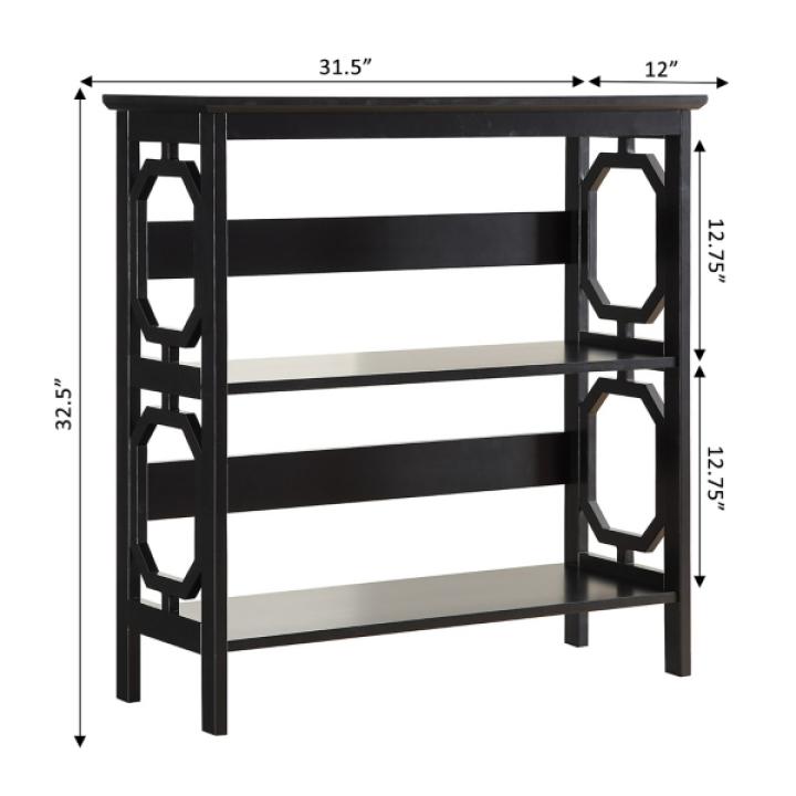 Black Geometric 3-Tier Bookcase