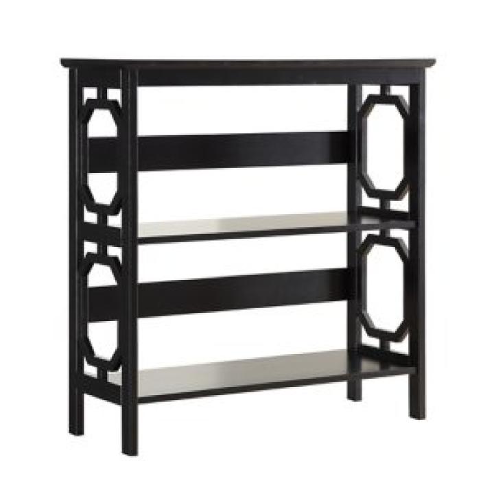 Black Geometric 3-Tier Bookcase