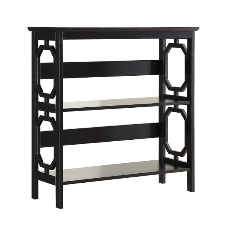 Black Geometric 3-Tier Bookcase