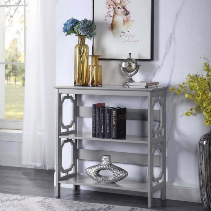 Gray Geometric 3-Tier Bookcase