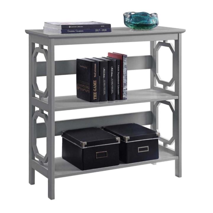 Gray Geometric 3-Tier Bookcase