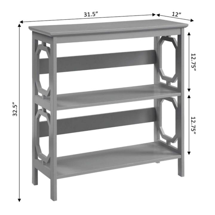 Gray Geometric 3-Tier Bookcase