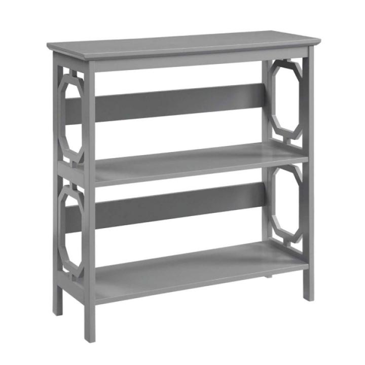 Gray Geometric 3-Tier Bookcase