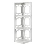 White Geometric 3-Tier Corner Bookcase