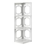 White Geometric 3-Tier Corner Bookcase