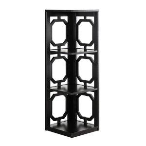 Black Geometric 3-Tier Corner Bookcase