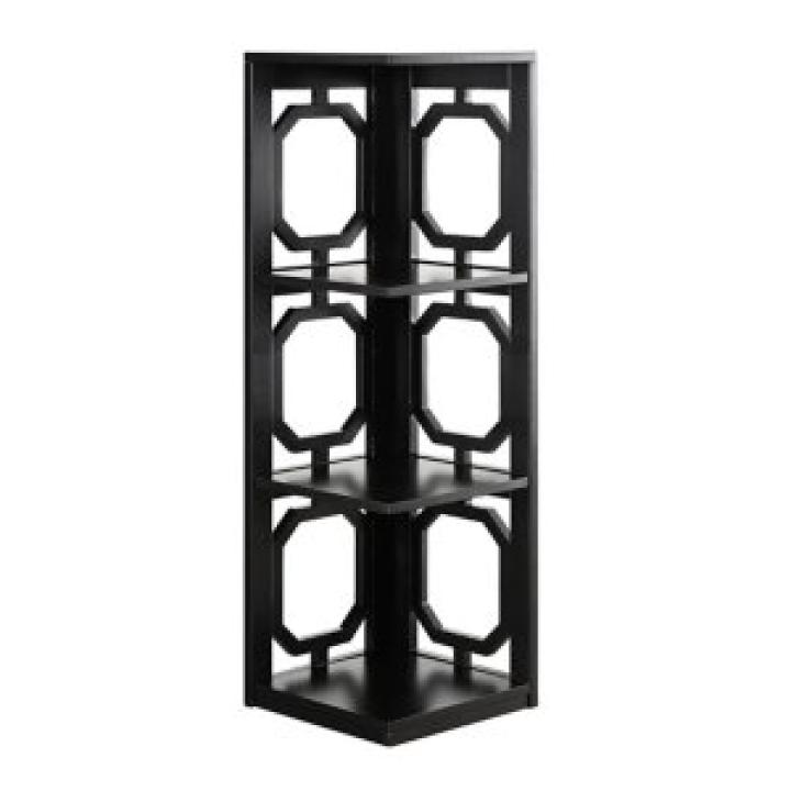 Black Geometric 3-Tier Corner Bookcase