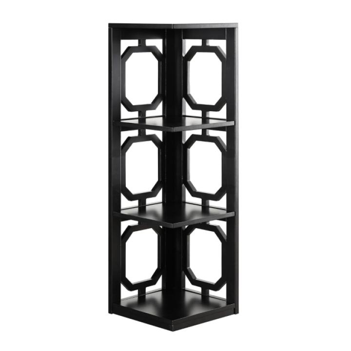 Black Geometric 3-Tier Corner Bookcase