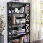 Black 5-Tier Oxford Bookcase