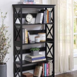 Black 5-Tier Oxford Bookcase