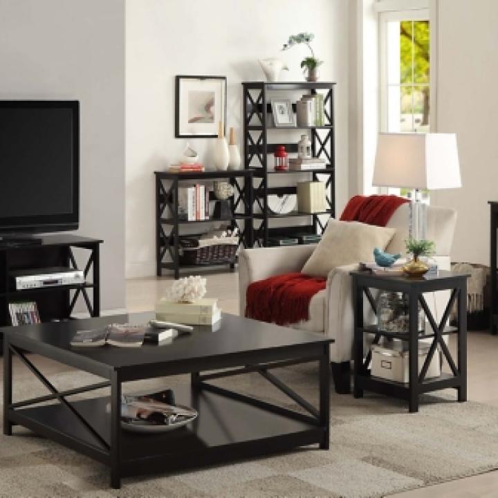 Black 5-Tier Oxford Bookcase