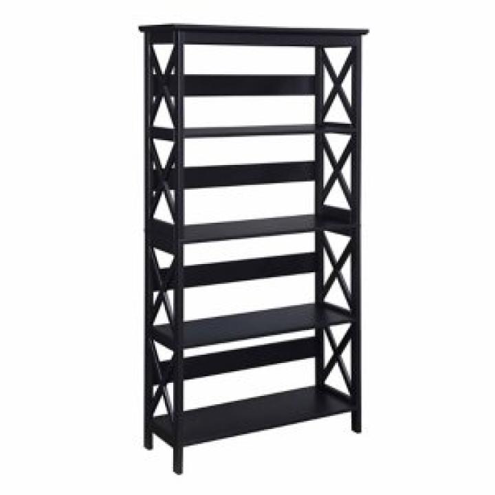 Black 5-Tier Oxford Bookcase