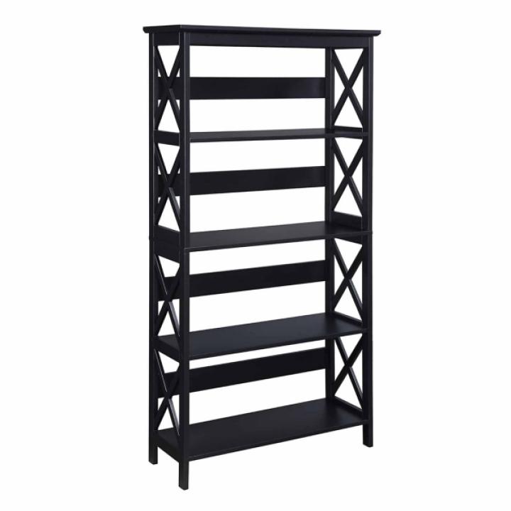 Black 5-Tier Oxford Bookcase