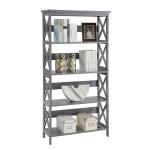 Gray 5-Tier Oxford Bookcase