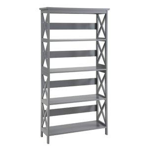 Gray 5-Tier Oxford Bookcase
