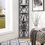 Gray 5-Tier Oxford Corner Bookcase