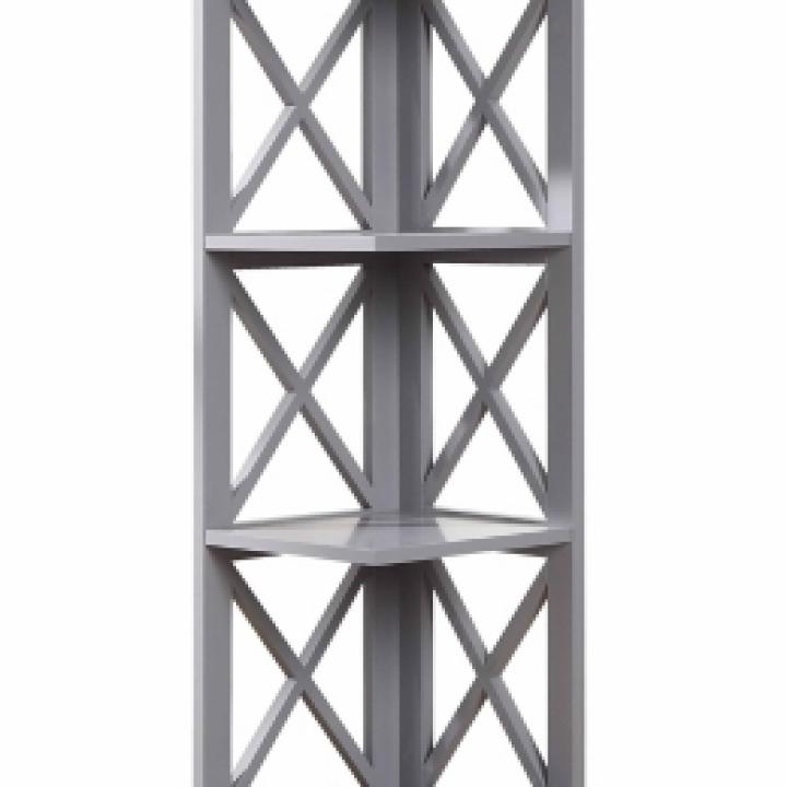 Gray 5-Tier Oxford Corner Bookcase