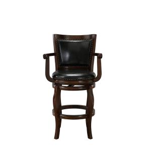 Brown Wood Faux Leather Jones Swivel Bar Stool