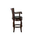 Brown Wood Faux Leather Jones Swivel Bar Stool