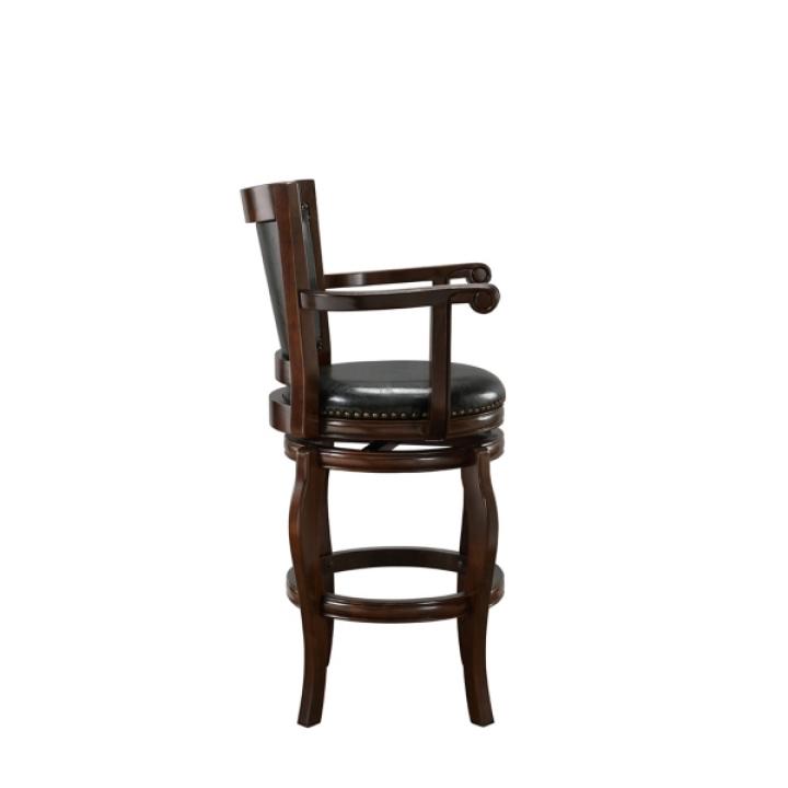 Brown Wood Faux Leather Jones Swivel Bar Stool