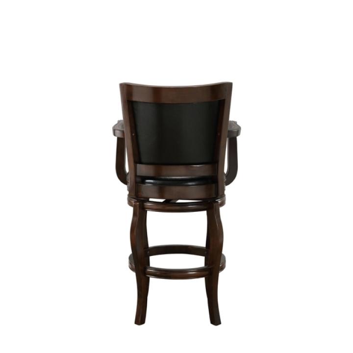 Brown Wood Faux Leather Jones Swivel Bar Stool