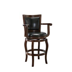 Brown Wood Faux Leather Jones Swivel Bar Stool