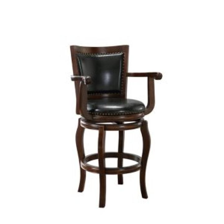 Brown Wood Faux Leather Jones Swivel Bar Stool