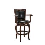 Brown Wood Faux Leather Jones Swivel Bar Stool