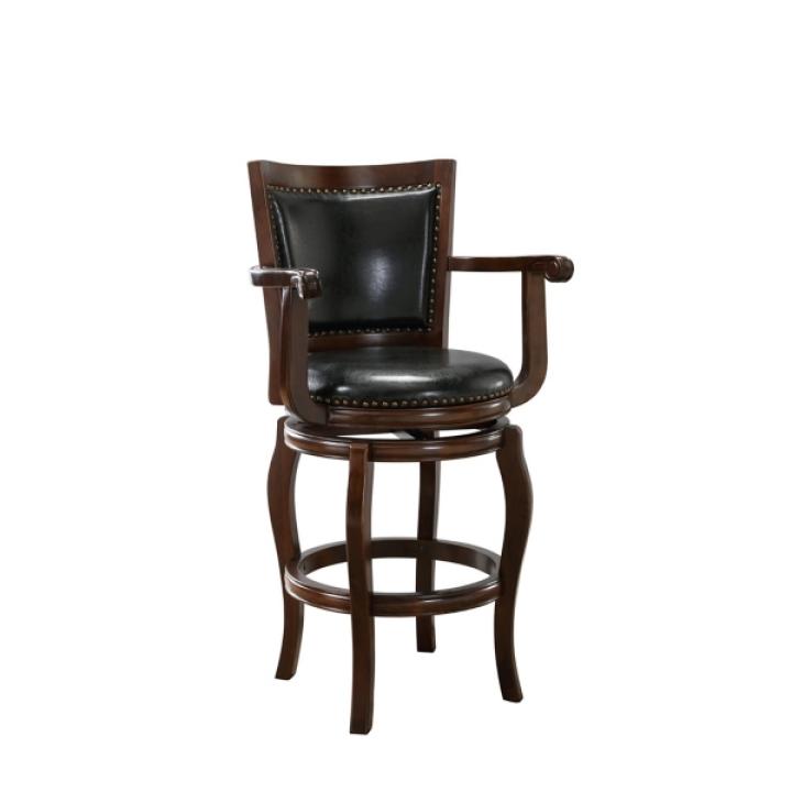 Brown Wood Faux Leather Jones Swivel Bar Stool