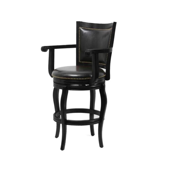 Black Wood Faux Leather Jones Swivel Bar Stool