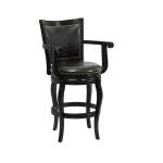 Black Wood Faux Leather Jones Swivel Bar Stool