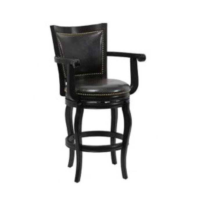 Black Wood Faux Leather Jones Swivel Bar Stool