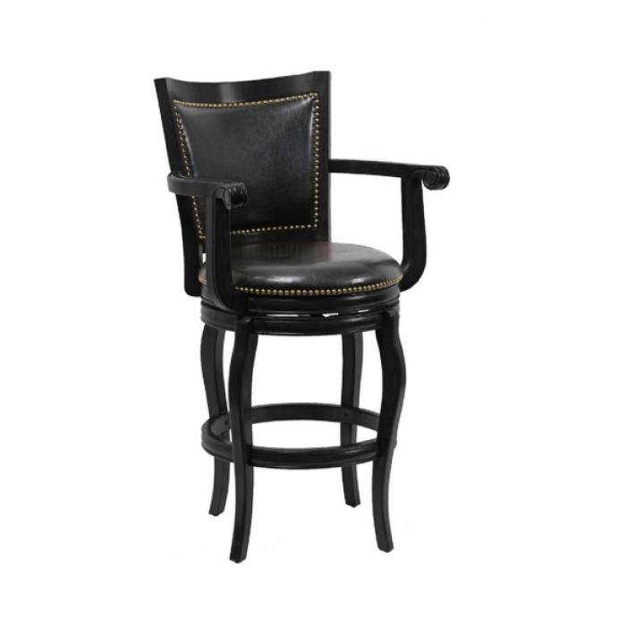 Black Wood Faux Leather Jones Swivel Bar Stool