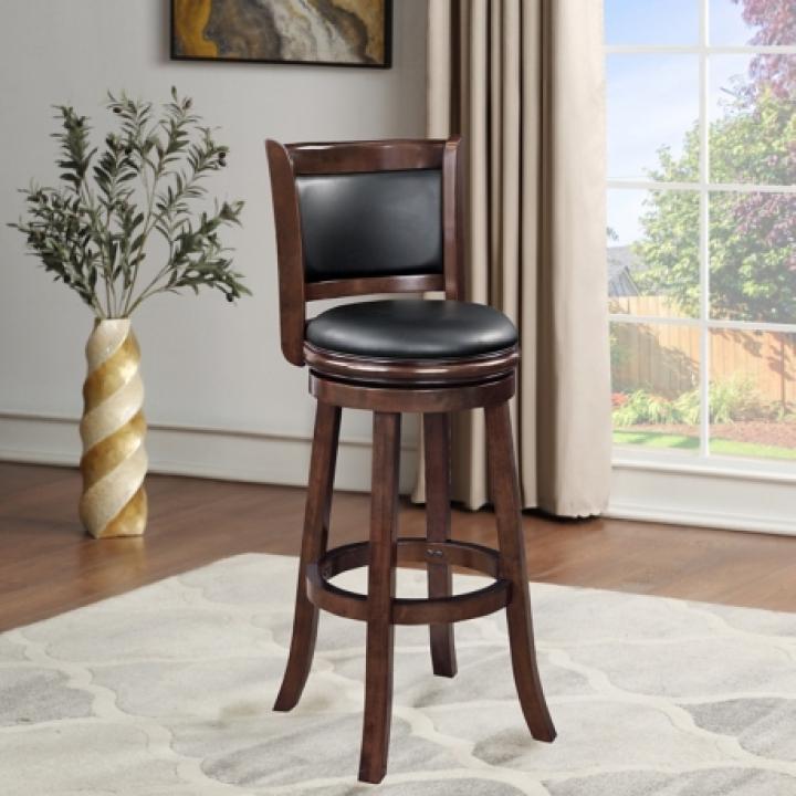 Walnut Wood Extra Tall Swivel Bar Stool