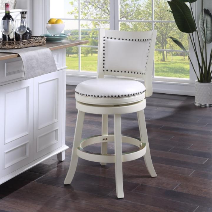 White Faux Leather Bristol Swivel Counter Stool