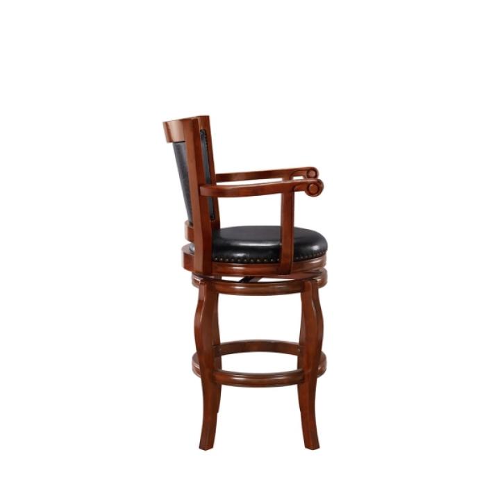 Cherry Wood Faux Leather Jones Swivel Bar Stool