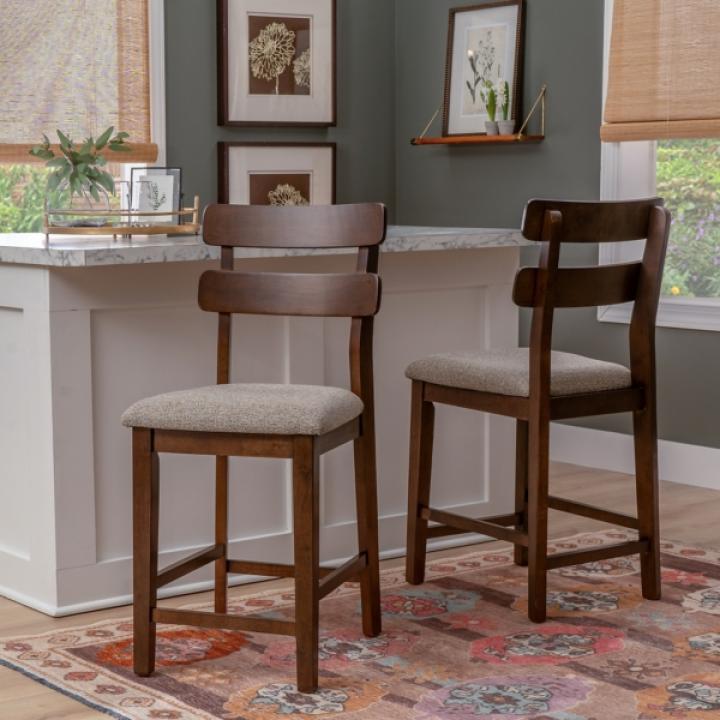 Brown Wood Drury Counter Stools, Set of 2