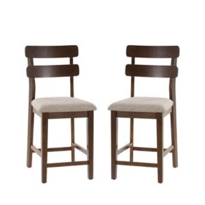 Brown Wood Drury Counter Stools, Set of 2