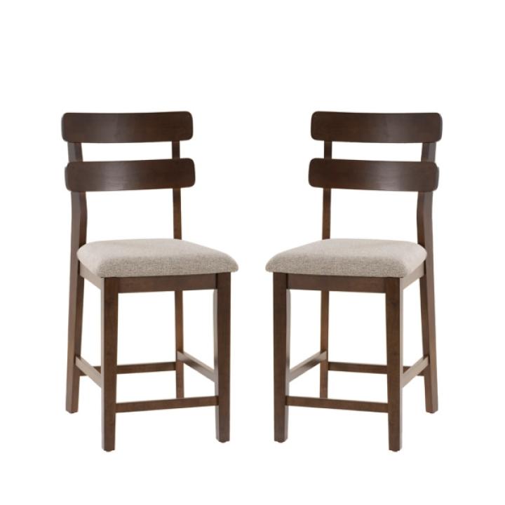 Brown Wood Drury Counter Stools, Set of 2