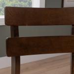 Brown Wood Slatted Back Dining Chairs, Set of 2