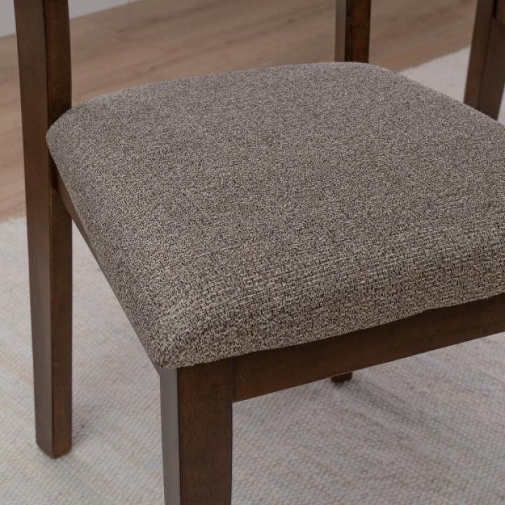 Brown Wood Slatted Back Dining Chairs, Set of 2