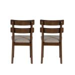 Brown Wood Slatted Back Dining Chairs, Set of 2
